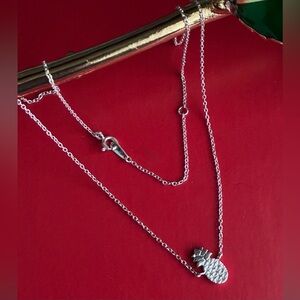 925 Silver Necklace,Elegant Silver Pineapple Pendant Necklace